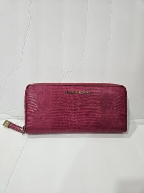 Armani Exchange Women's Magenta Textured Zip-Around Wallet